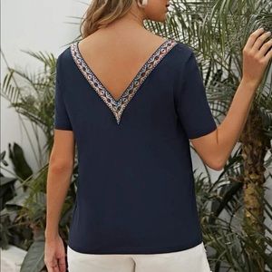 Embroidered Back Maternity Top